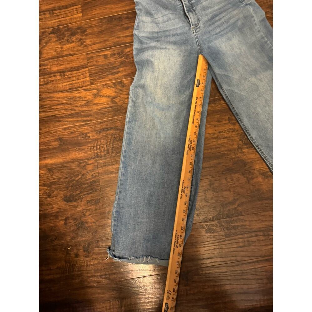 OAT New York Wide Leg Jeans Light Wash High Rise Blue Raw Hem Sz:8/29 - Picture 7 of 9